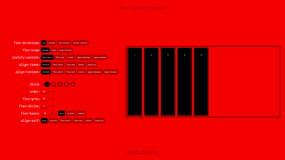 flexbox sandbox homepage